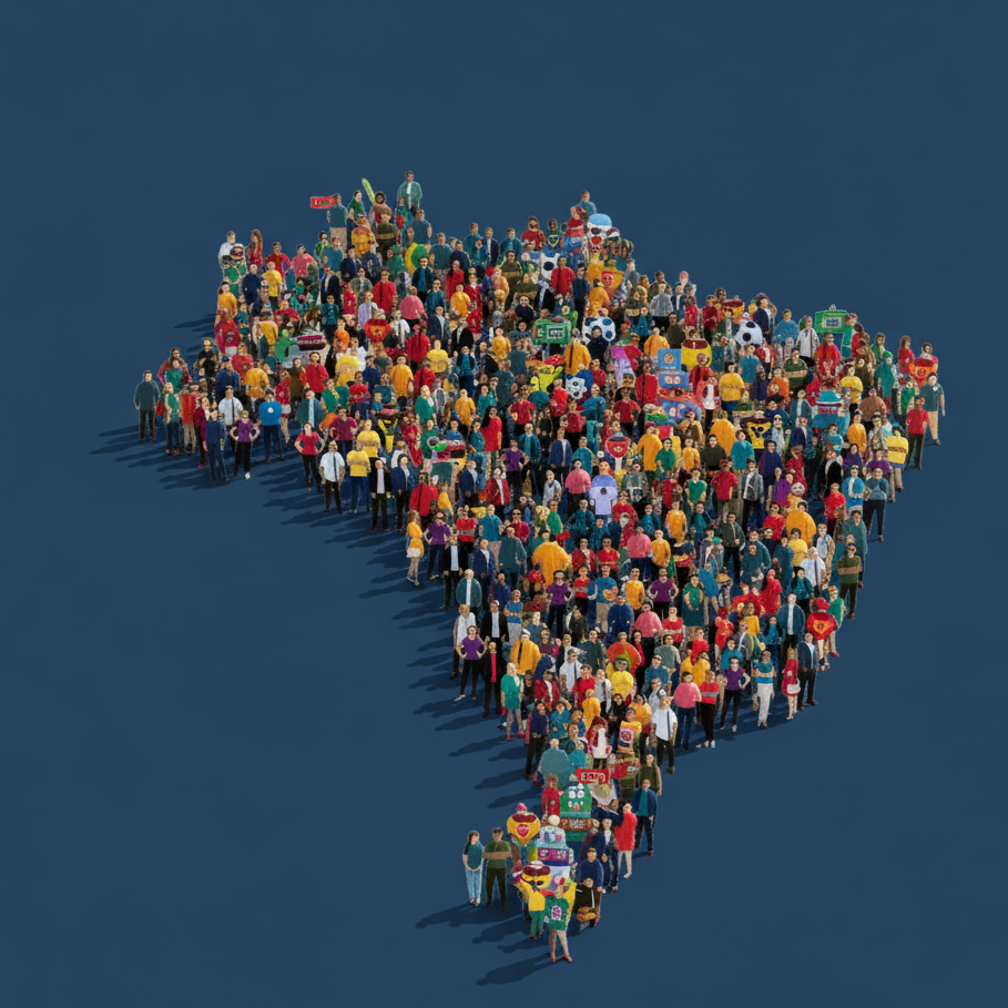 mapa do Brasil feito de ícones de pessoas